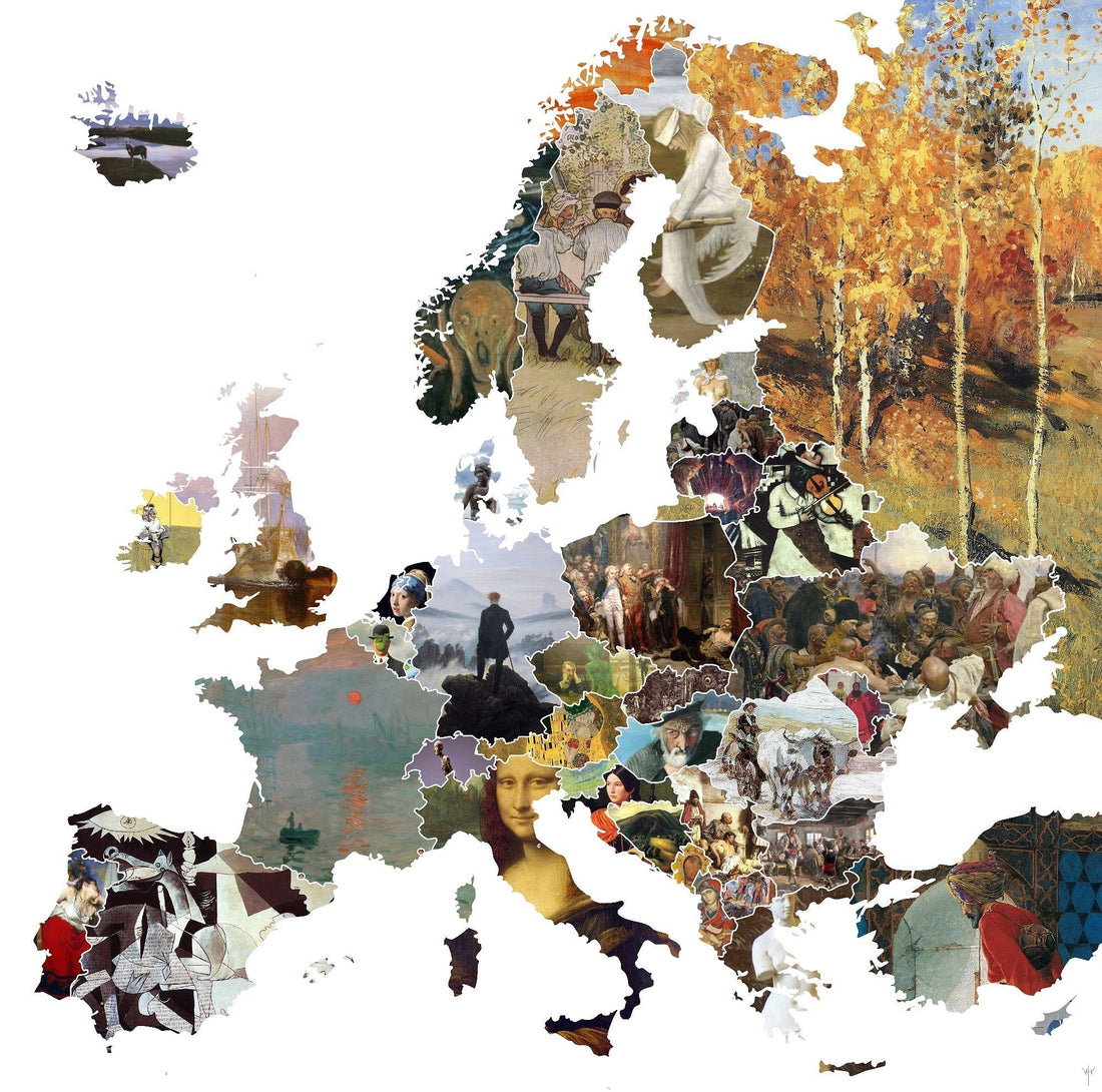Die Kunstkarte Europas. Weißt du, welcher Künstler die Slowakei repräsentiert?