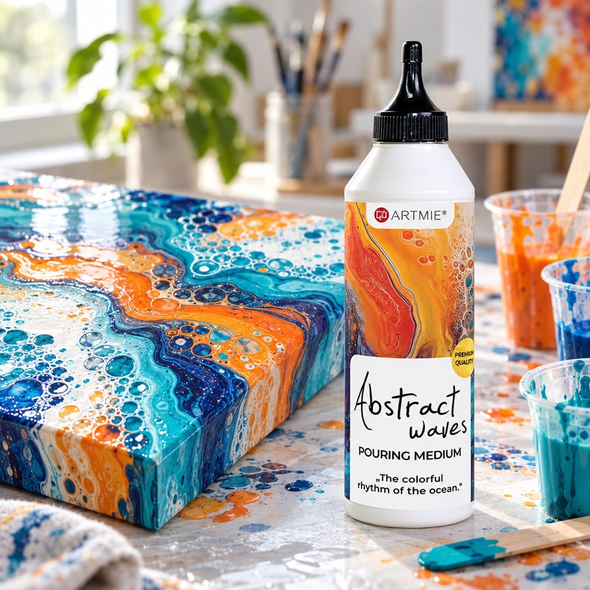 Pouring medij ARTMIE Abstract waves 500 ml i gotova slika s efektom ćelija