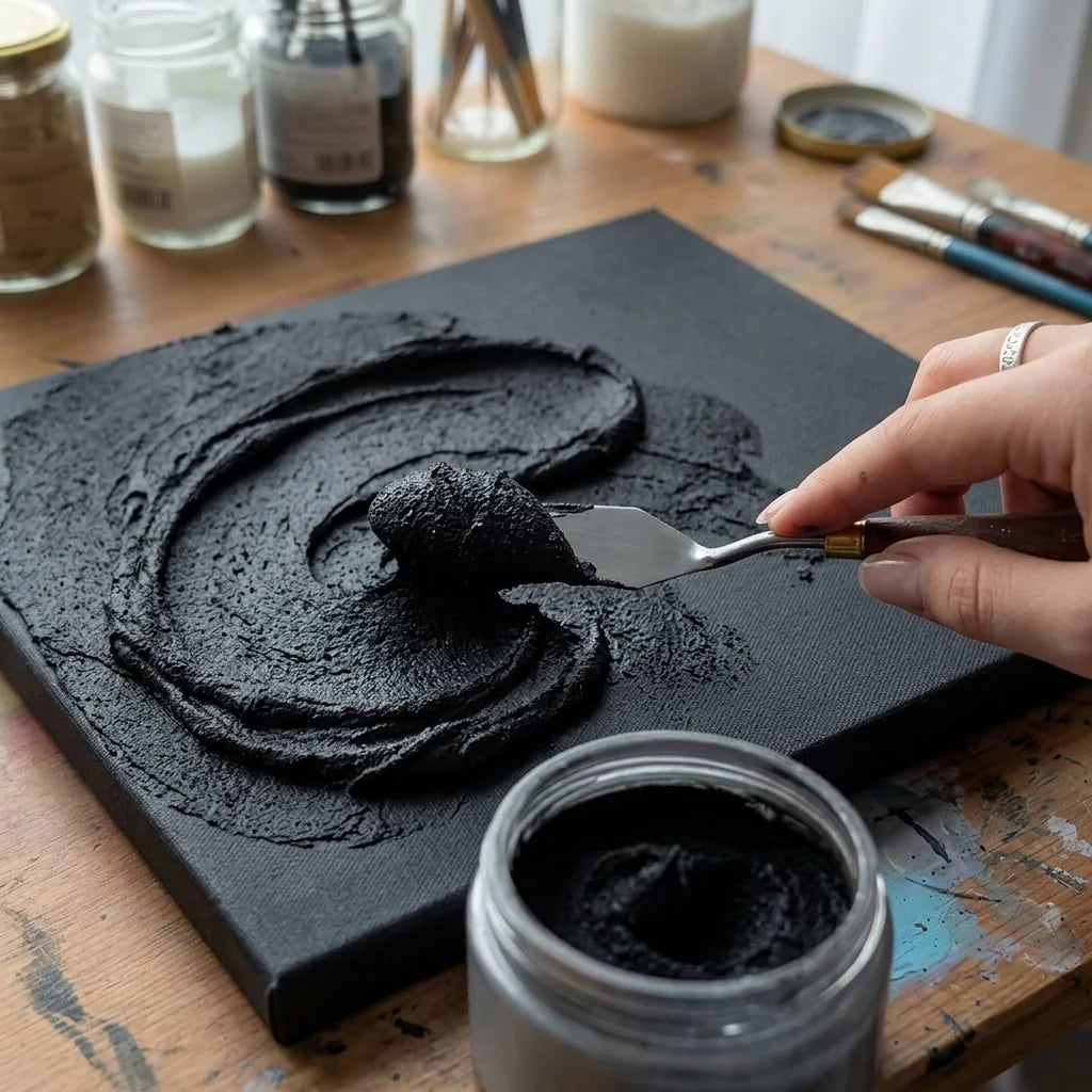Nanošenje crne Midnight 3D reljefne paste za modeliranje špahtlom na površine