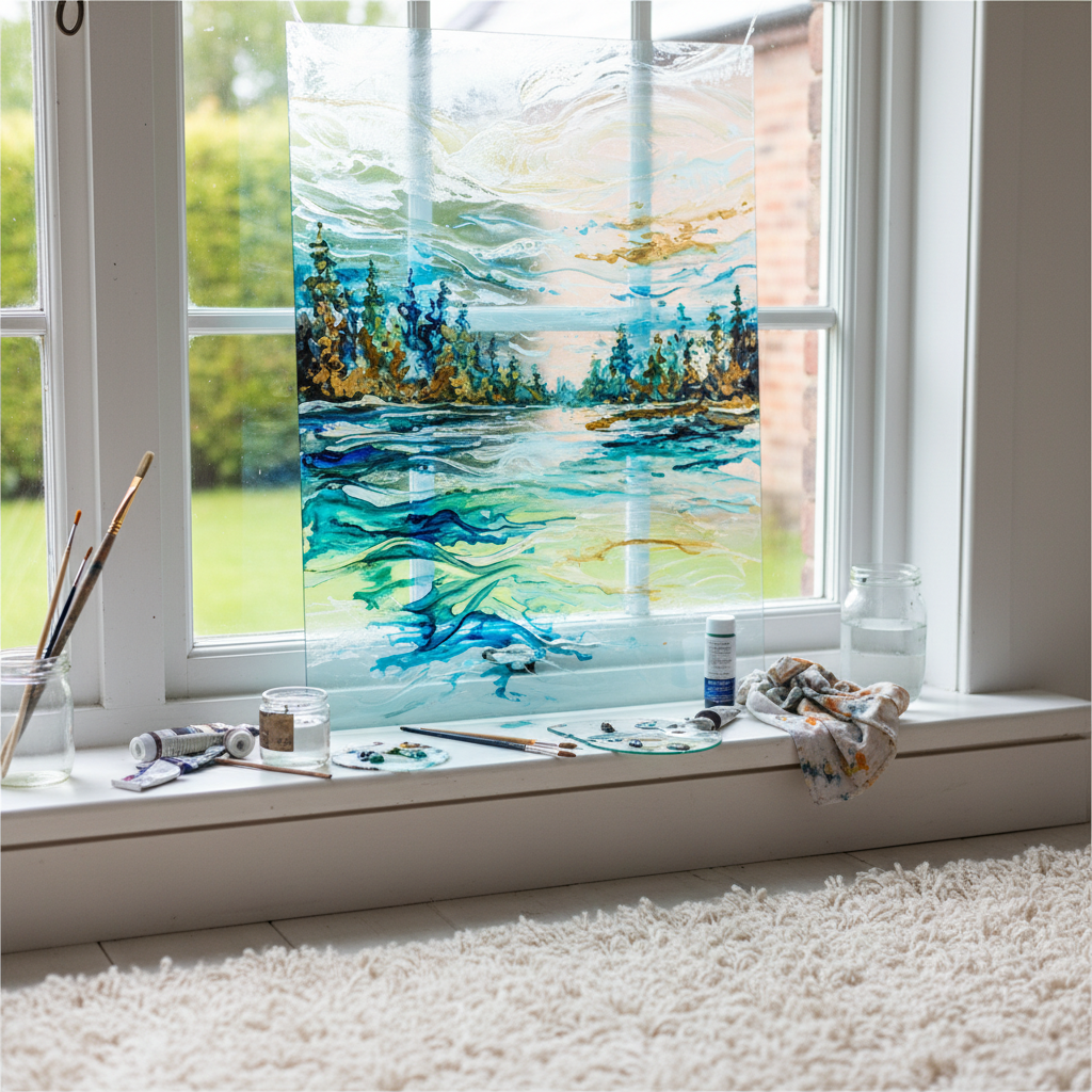 glass painting on a window
