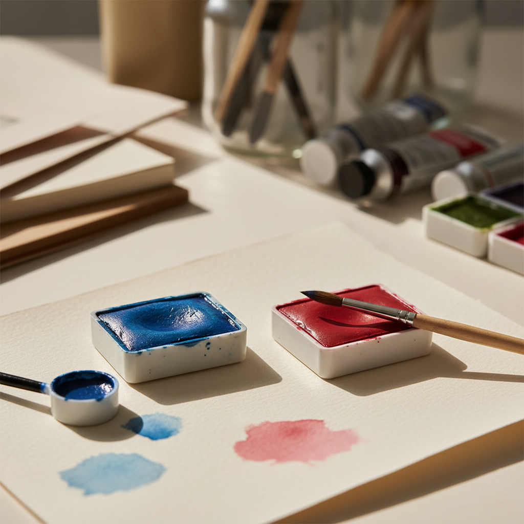 comparison of two watercolor paint pans