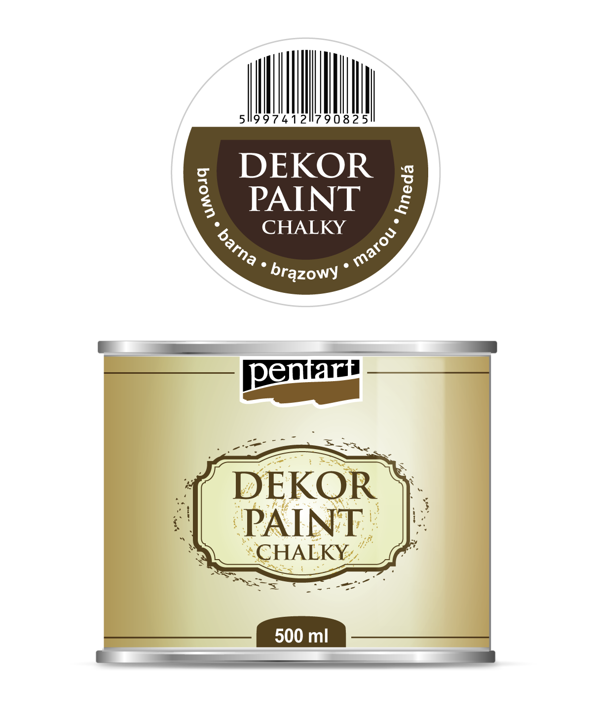 Dekorativna boja kreda Chalki Pentart 500 ml – brown