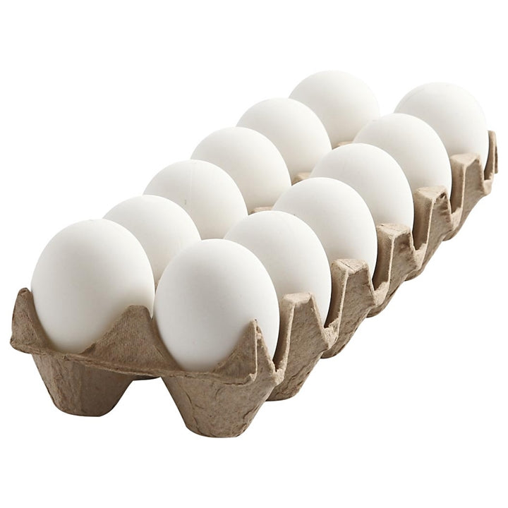 Bijela plastična jaja - 12 kom / 6 cm