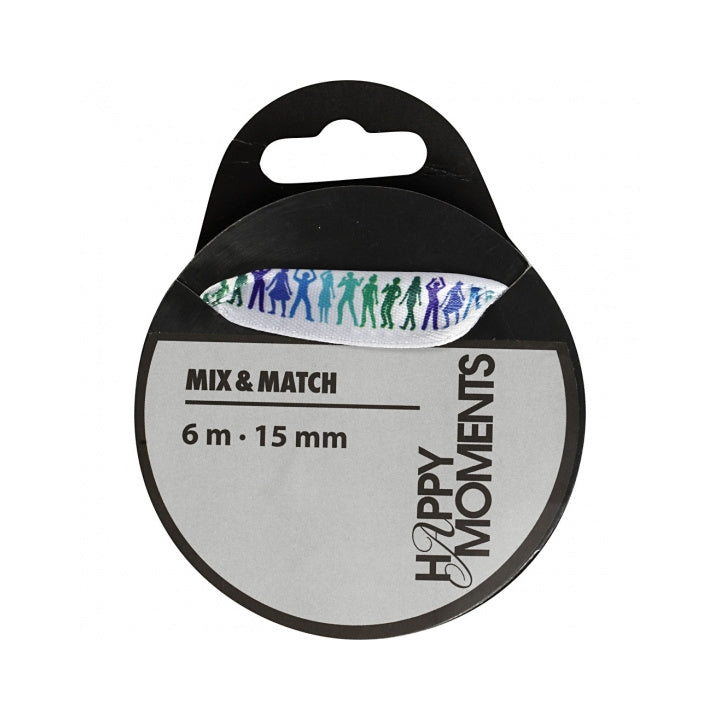 Satenska traka Happy Moments s tiskom 15 mm x 6 m