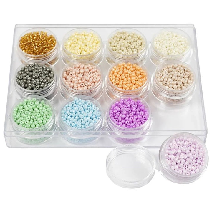 Rocaille perle, pastelne boje, 3mm, set od 12x17g