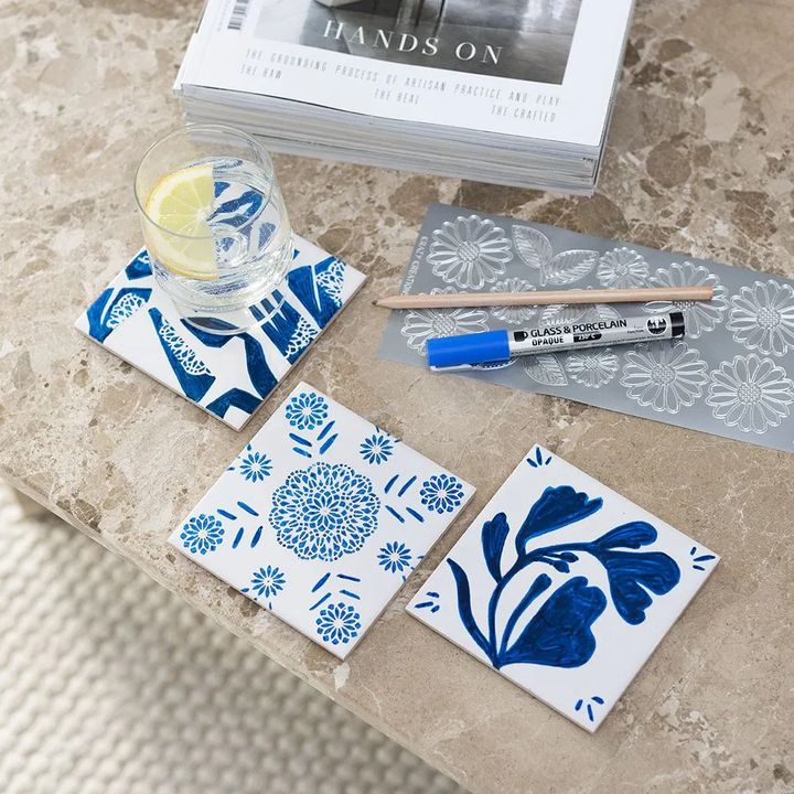 Mini kreativni set za slikanje na porculanu - podmetači za čaše