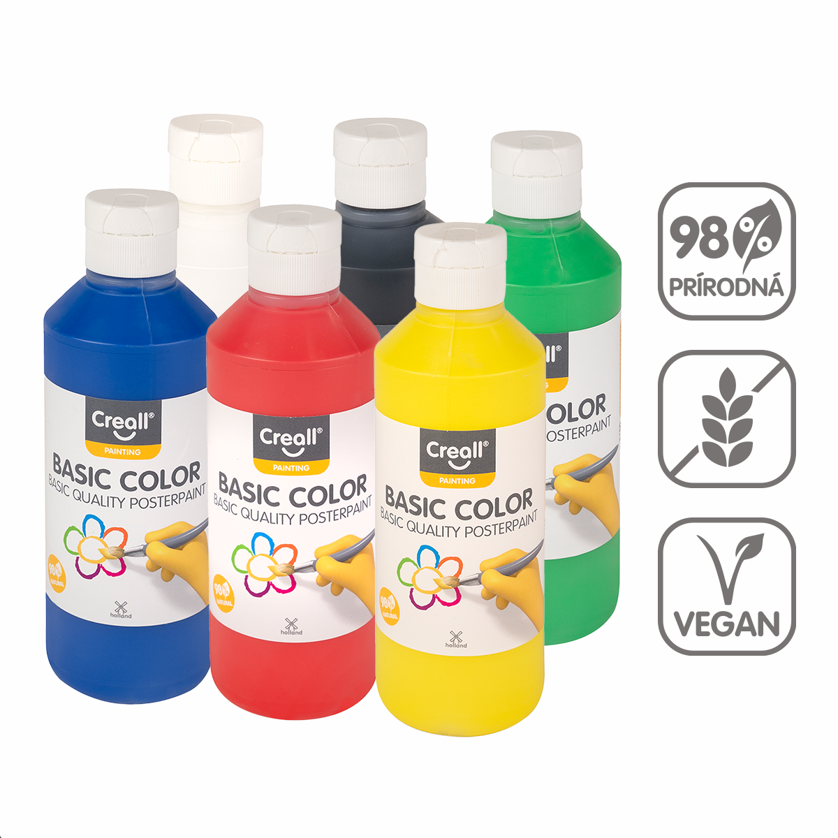 Tempere Creall – set 6 × 250 ml, miks boja