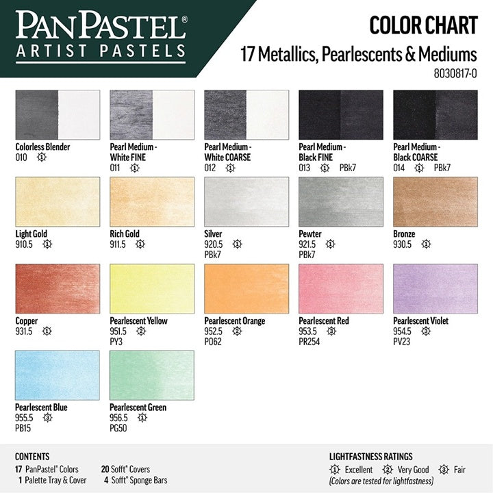 PanPastel Metalik i sedefasti set pastela sa zlatnim medijumima - 17 kom