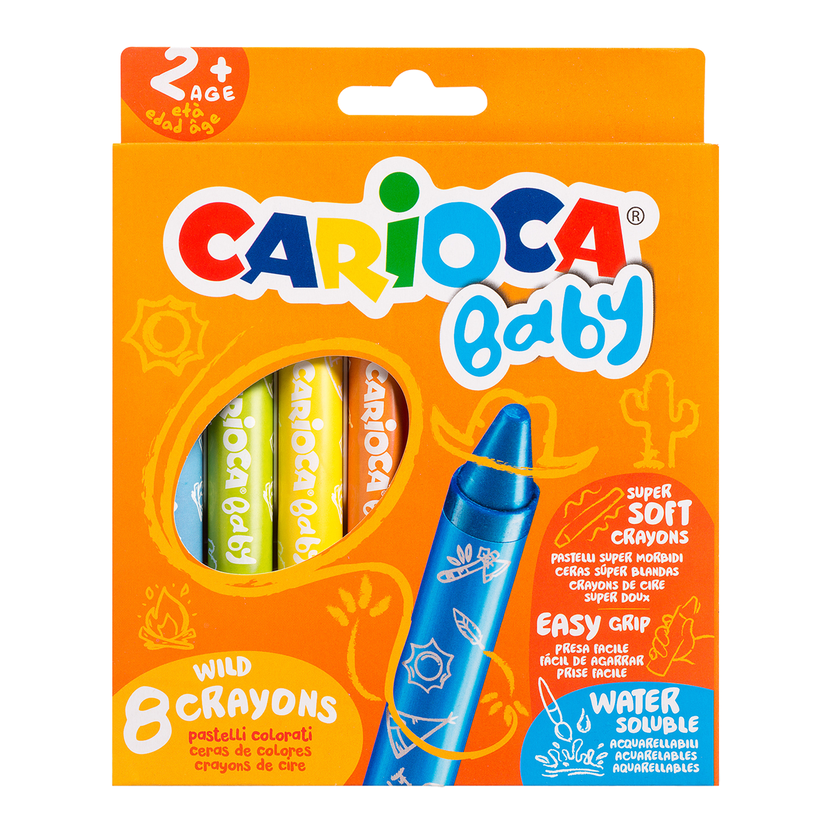 Carioca voštane pastele Baby Wild 2+, 8 kom