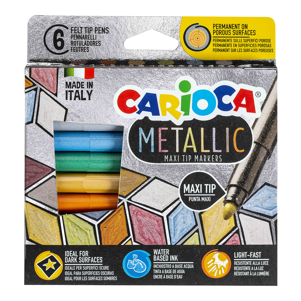 Carioca flomasteri Metallic, vrh, miks boja