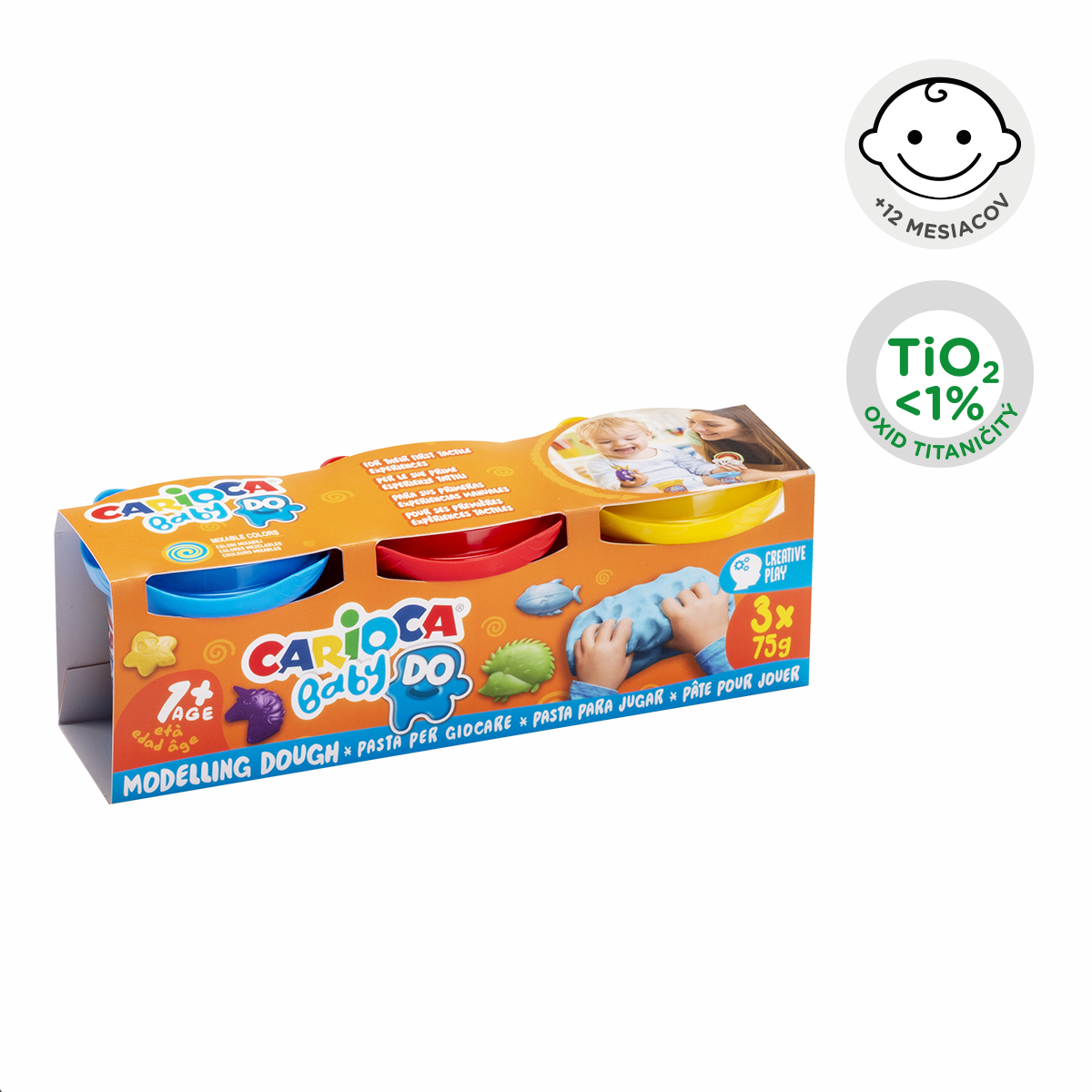 Carioca Baby Do 1+ masa za modeliranje, 3 × 75 g, miks boja