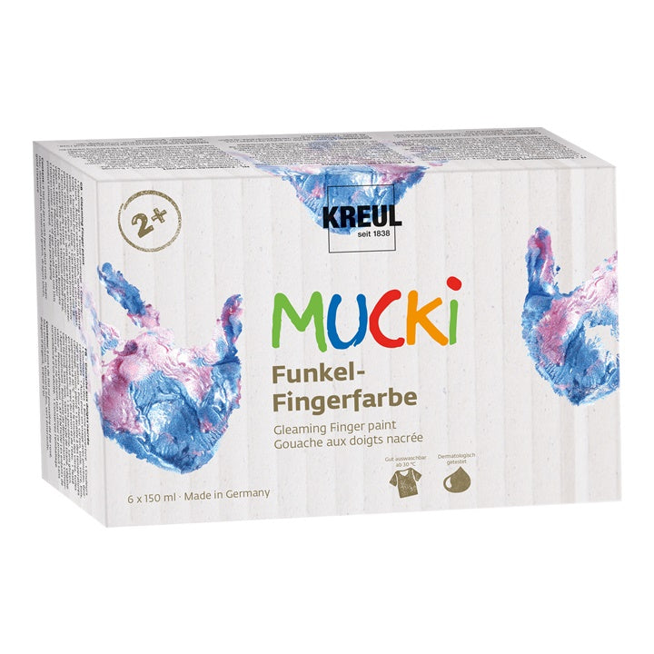 MUCKI svjetlucave boje koje se nanose prstima - set 6 x 150 ml