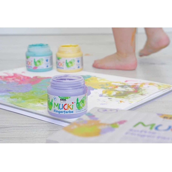 Pastelne boje za nanošenje prstima MUCKI - set 6 x 150 ml