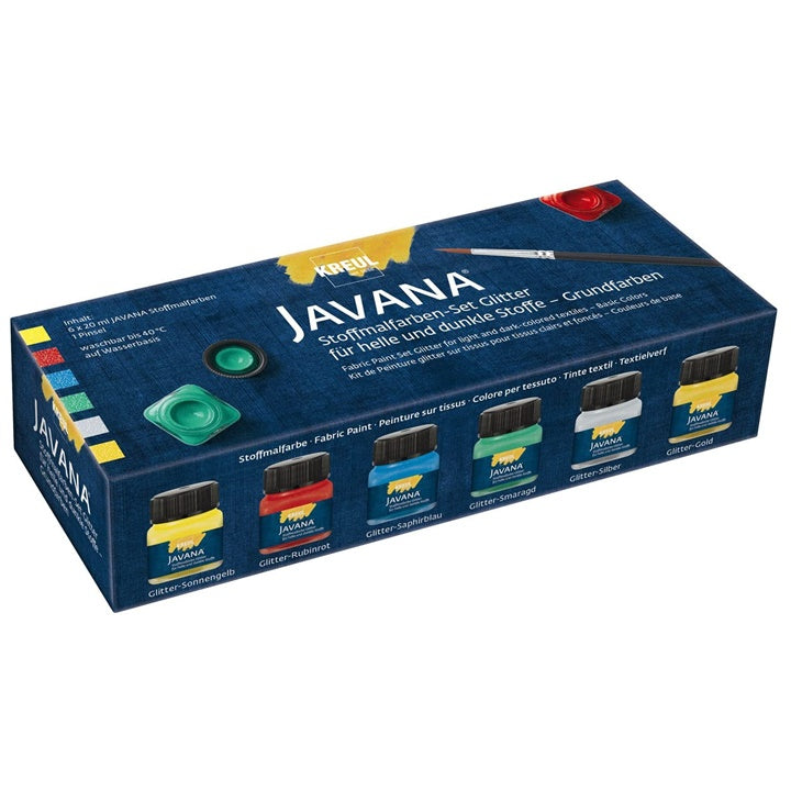 Set glitter boja za svjetli i tamni tekstil JAVANA KREUL - Basic Colors - 6 kom
