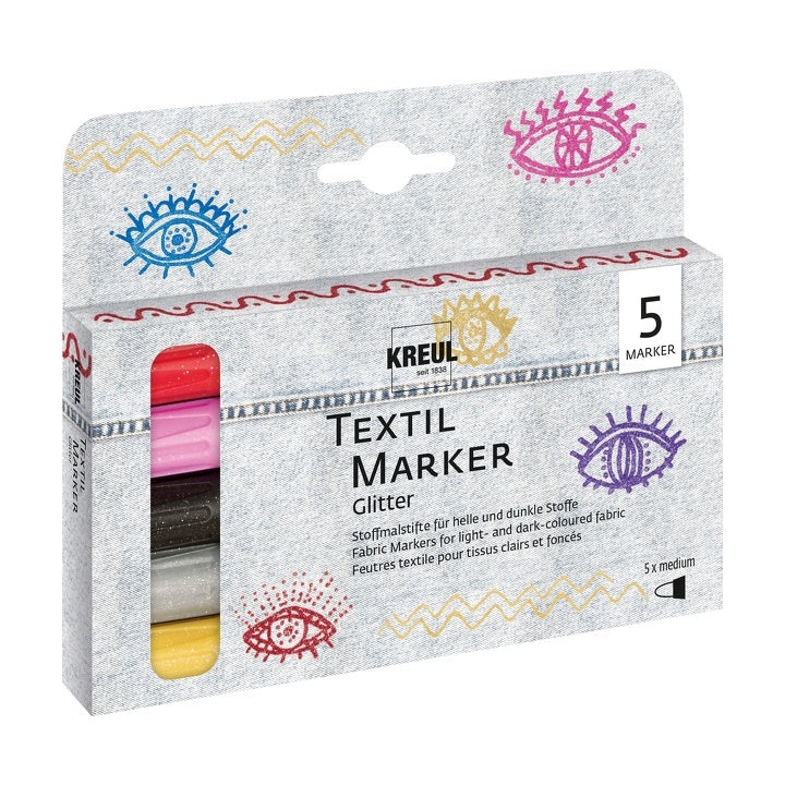 Flomasteri za tekstil Glitter 5 komada KREUL