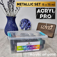Set metalik akrilnih boja ACRYL PRO Kompozit 15x75 ml