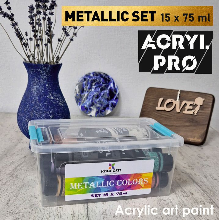 Set metalik akrilnih boja ACRYL PRO Kompozit 15x75 ml