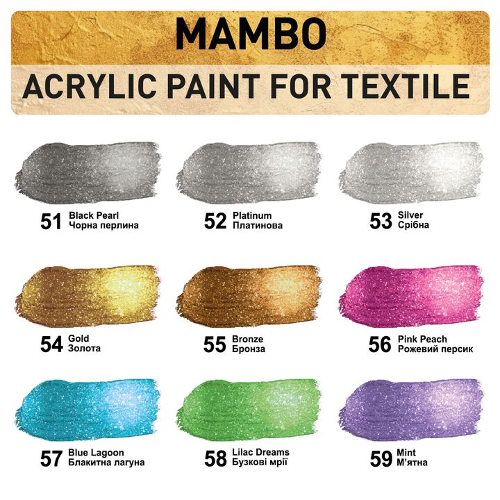 Mambo metalik set boja za tekstil i kožu