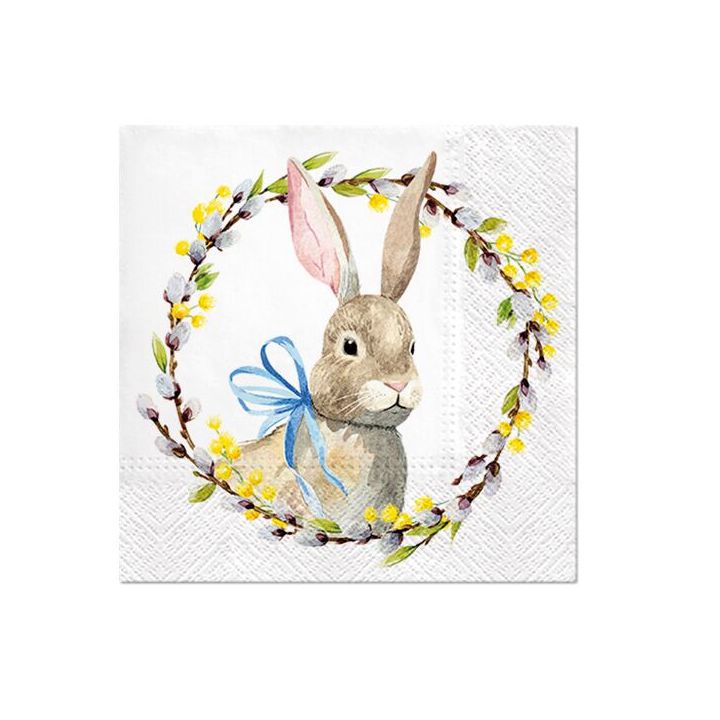 Decoupage salvete - Rabbit with Catkins - 1kom