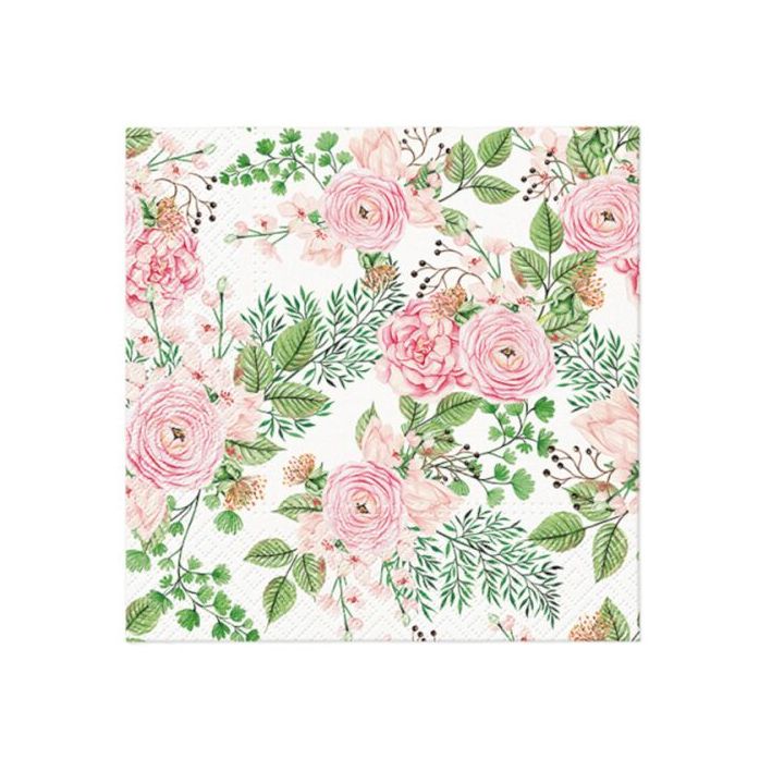 Decoupage salvete - Rose hip flowers - 1kom