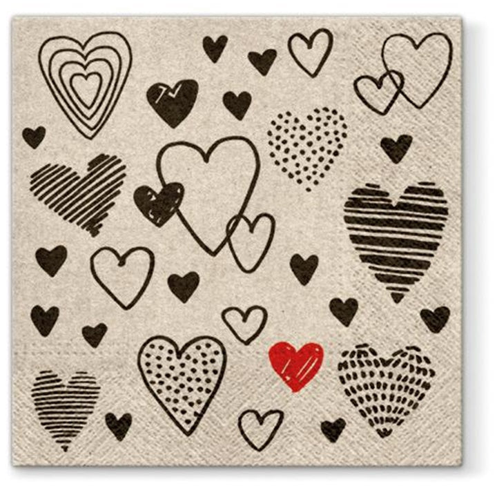 Eko salveta za dekupaž Heart - 1 kom
