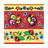 Eko salveta za dekupaž Folklore Roosters Cream & Red - 1 kom