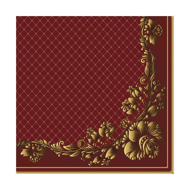 Eko salveta za dekupaž Gold Frame and Net on Crimson - 1 kom