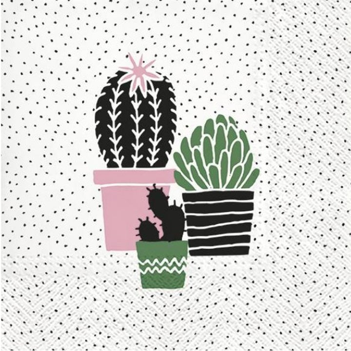 Salveta za dekupaž Cactus on Dots rose - 1 kom