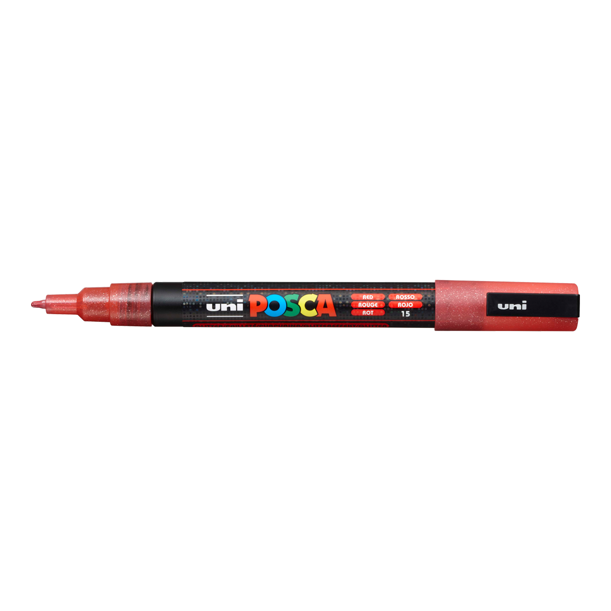 Posca marker PC-3ML, 0,9 1,3 mm, sa šljokicama – crvena (L15