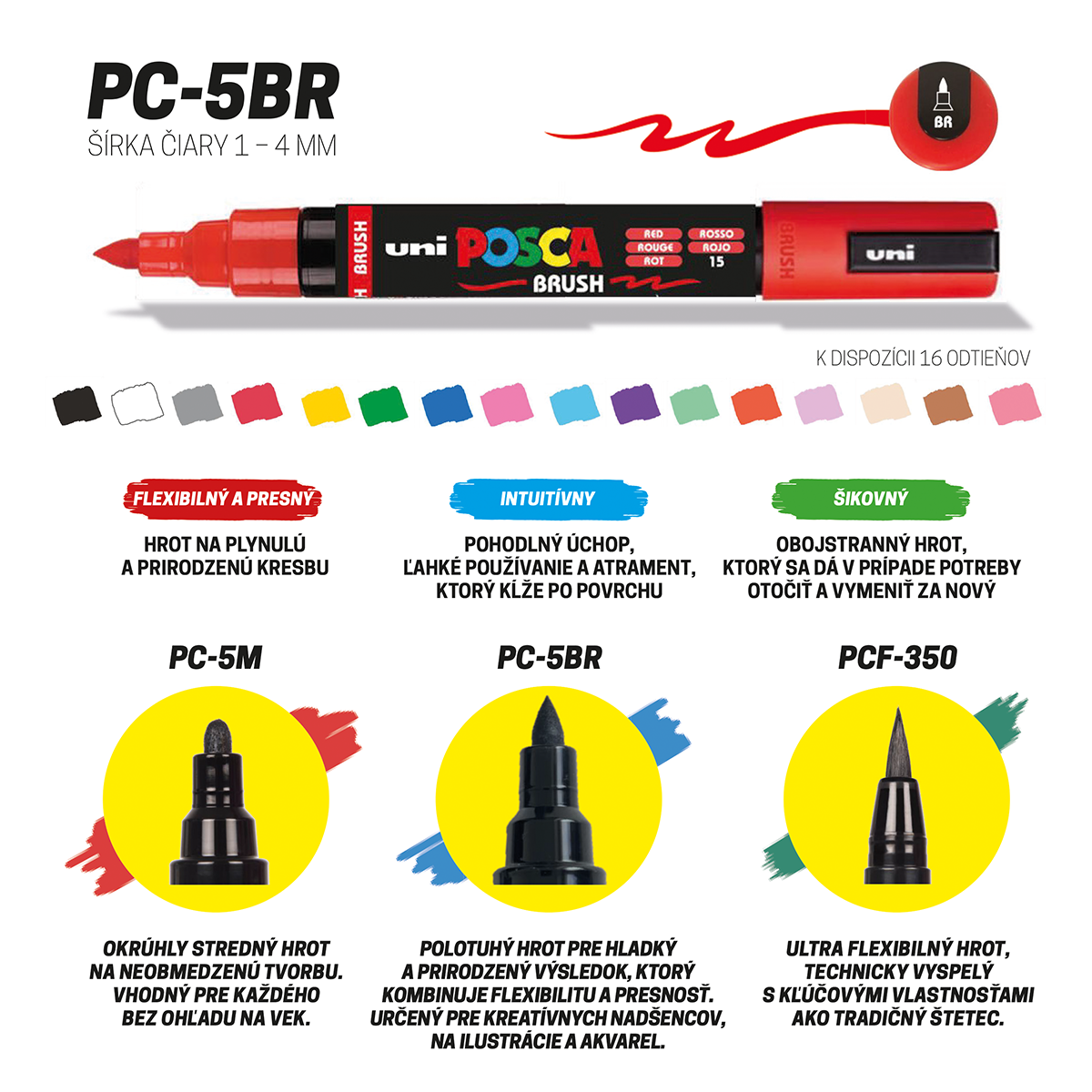 Posca marker PC-5BR, 1 - 4 mm, zelena (6)