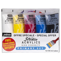 Akrilne boje Pebeo Studio Acrylic - osnovni set - 5 x 100 ml