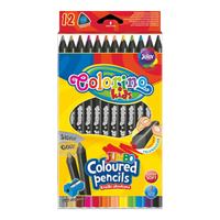Trokutaste JUMBO drvene bojice Colorino od crnog drva sa šiljilom - 12 boja