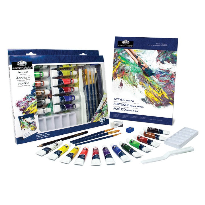 Set akrilnih boja Essentials u kartonskoj kutiji - 21 dijelni