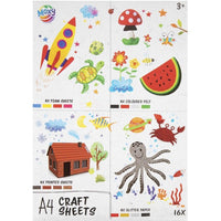 MOXY Set A4 listova za ručni rad – 16 komada pjene, filca, šljokica i papira s printom