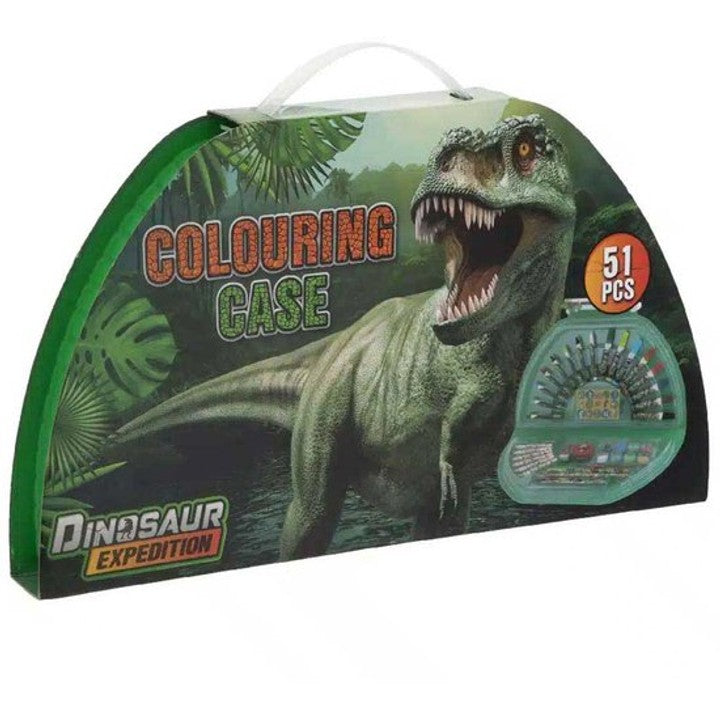 Kutija za bojanje dinosaura, poluokrugla, 51 komad
