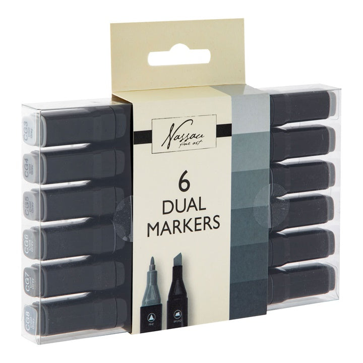 Dvostrani markeri - set 6 kom nijanse sive