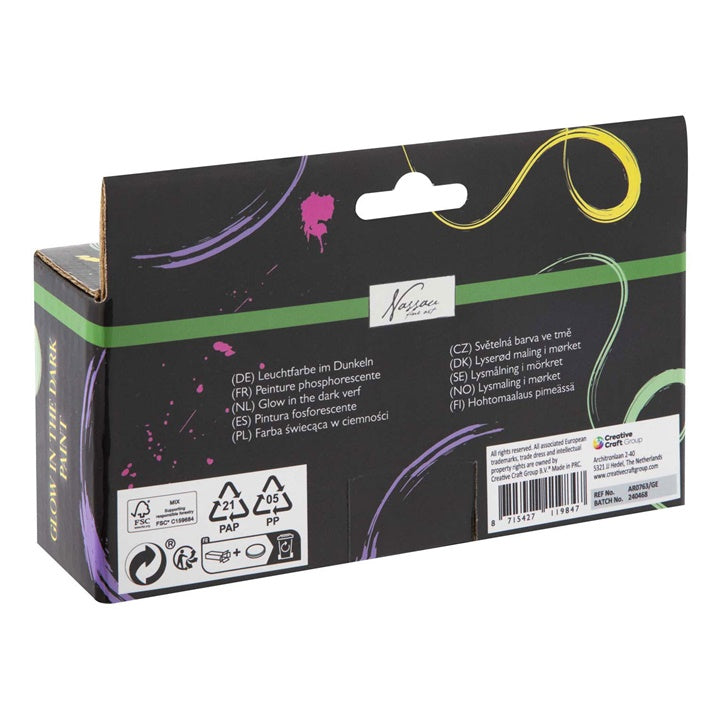 Set akrilnih boja koje svijetle u tami Nassau 4 x 60 ml