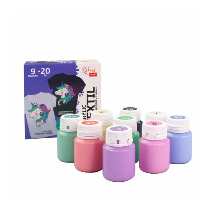 ROSA pastelne akrilne boje za tekstil 9x20 ml