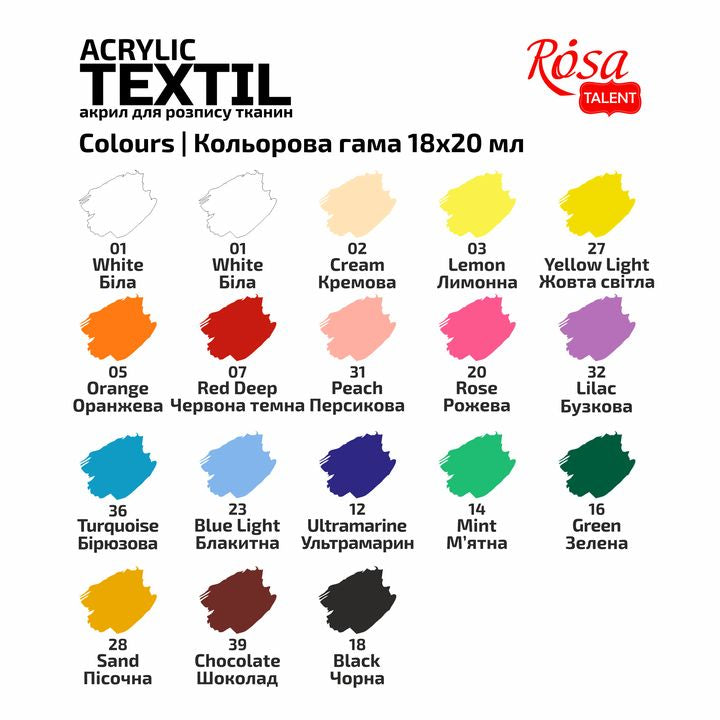 STYLE ROSA TALENT Set akrilnih boja za tekstil
