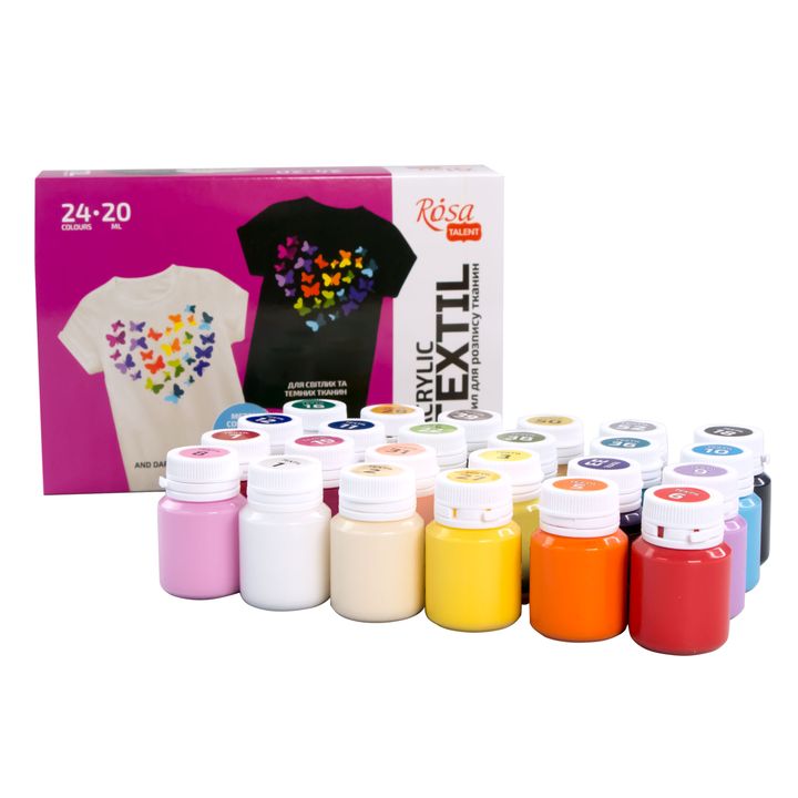 HEART ROSA TALENT set akrilnih boja za tekstil 24x20 ml