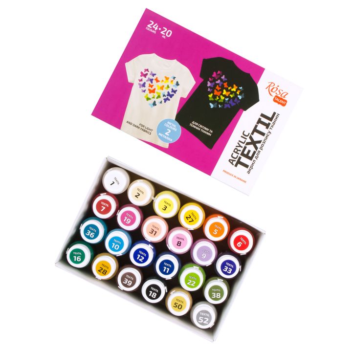 HEART ROSA TALENT set akrilnih boja za tekstil 24x20 ml