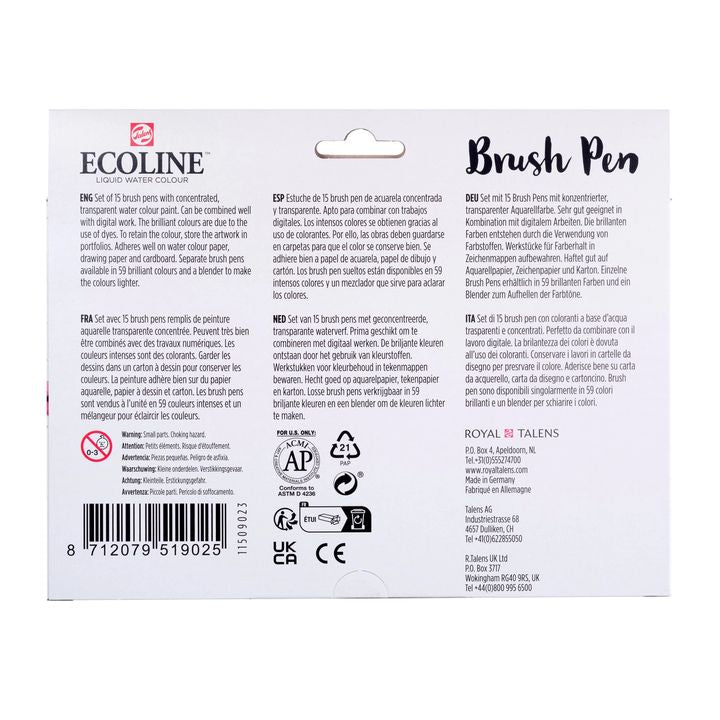 Vodene olovke ECOLINE BRUSH PEN 15 kom