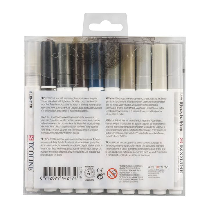 Vodene olovke Ecoline Brush Pen Greys