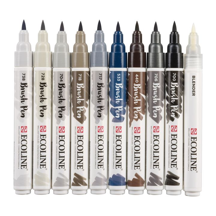 Vodene olovke Ecoline Brush Pen Greys