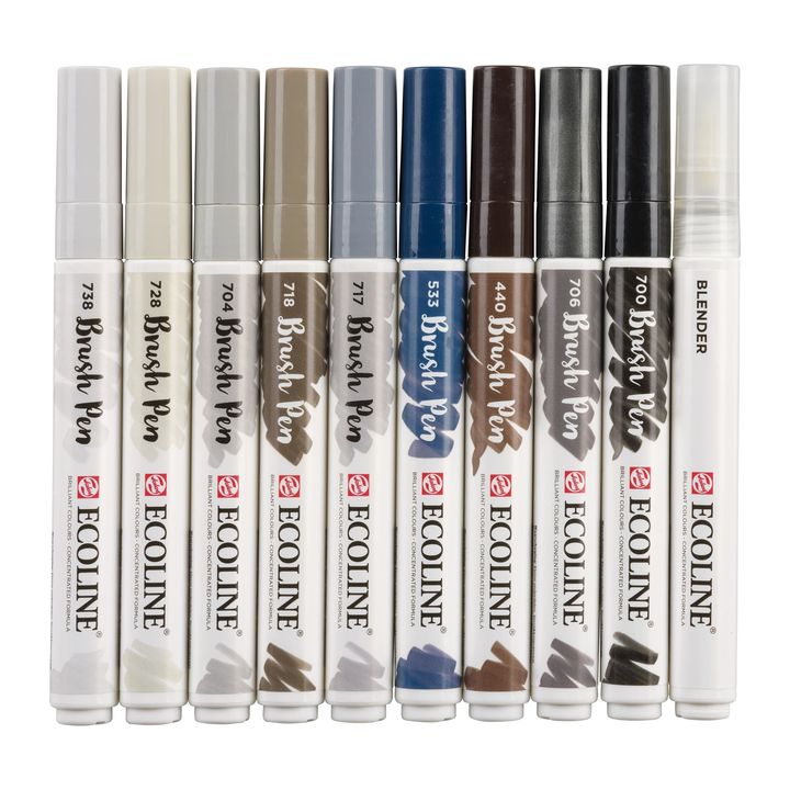 Vodene olovke Ecoline Brush Pen Greys