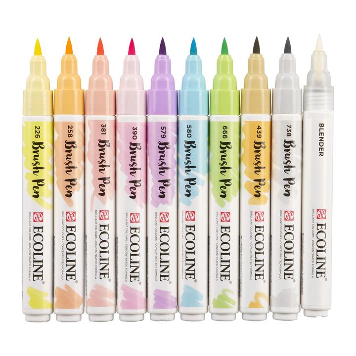 Vodene olovke ECOLINE BRUSH PEN pastel 10 kom