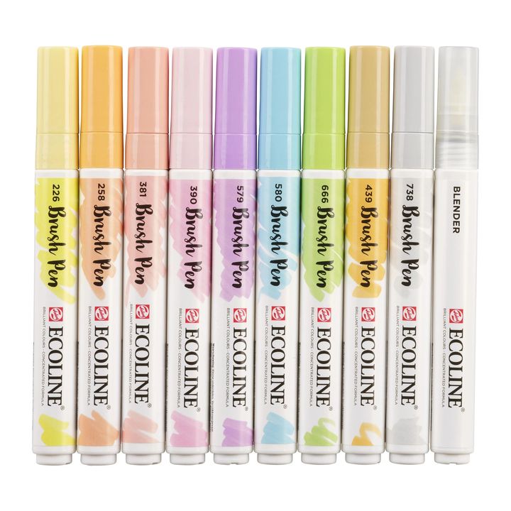 Vodene olovke ECOLINE BRUSH PEN pastel 10 kom