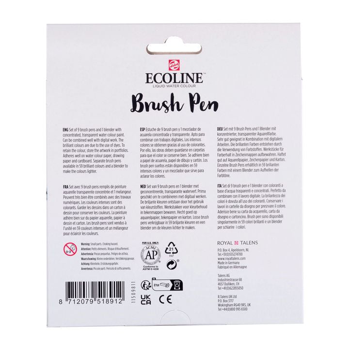 Vodene olovke ECOLINE BRUSH PEN pastel 10 kom