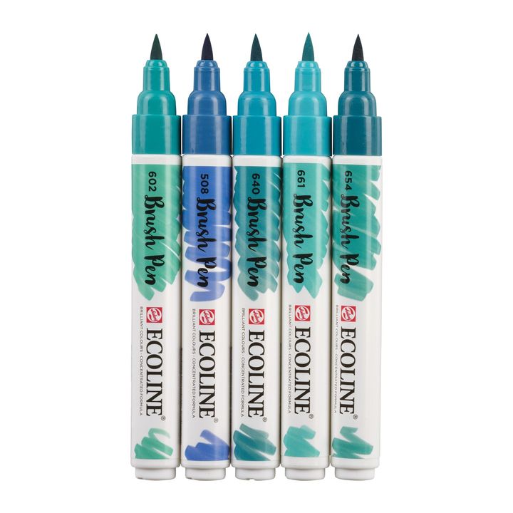 Vodene olovke Ecoline Brush Pen Green Blue