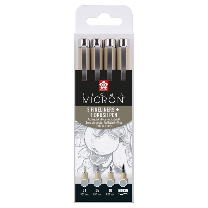 Set tehničkih olovaka Sakura Pigma Micron 3 fineliners a brush pen